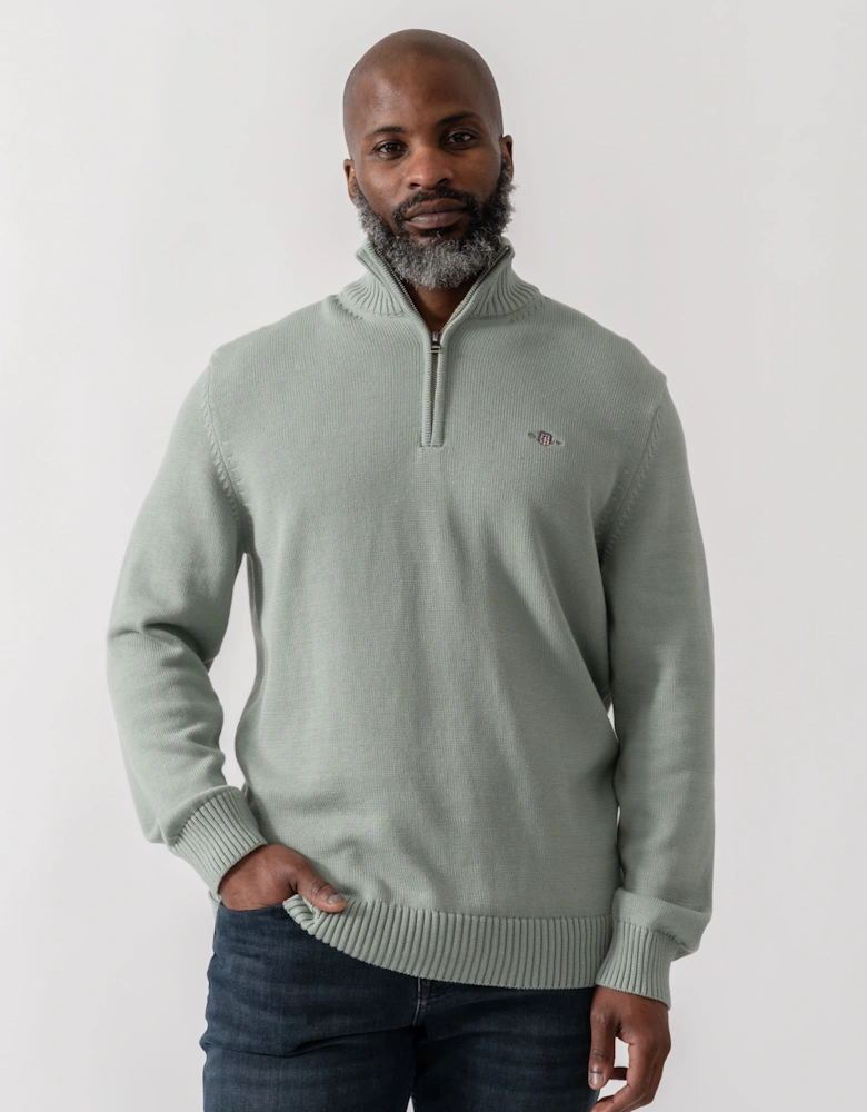 Mens Casual Cotton Half Zip Jumper - 10 Ceramic Grey