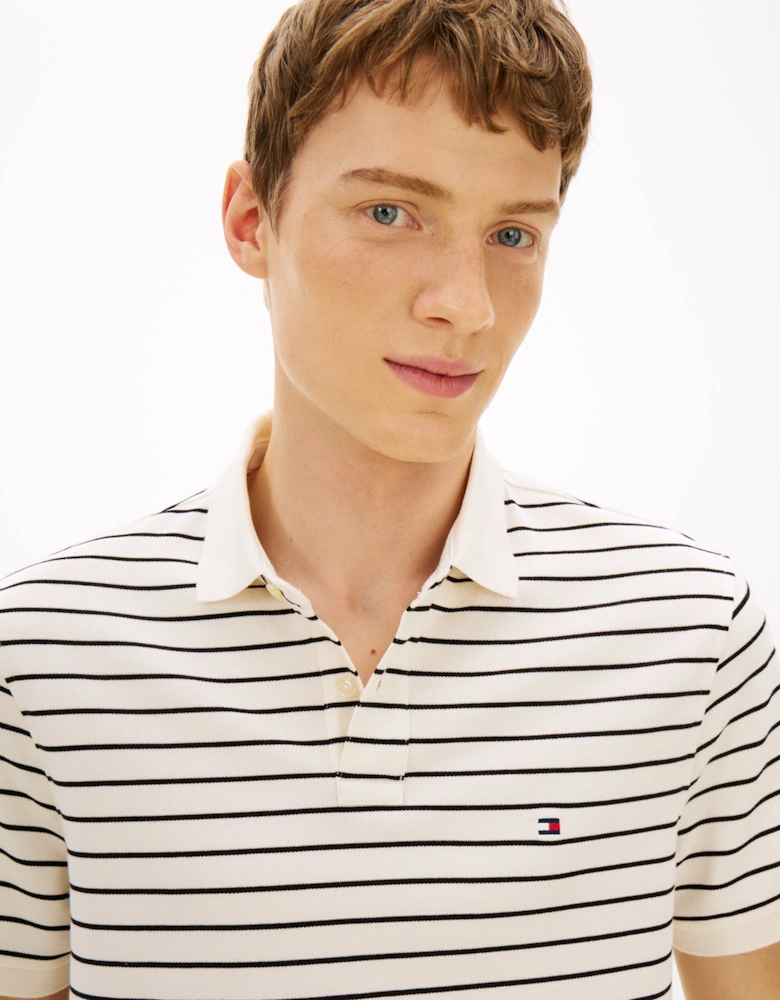 1985 Regular Fit Mens Polo - Ivory Petal/Black