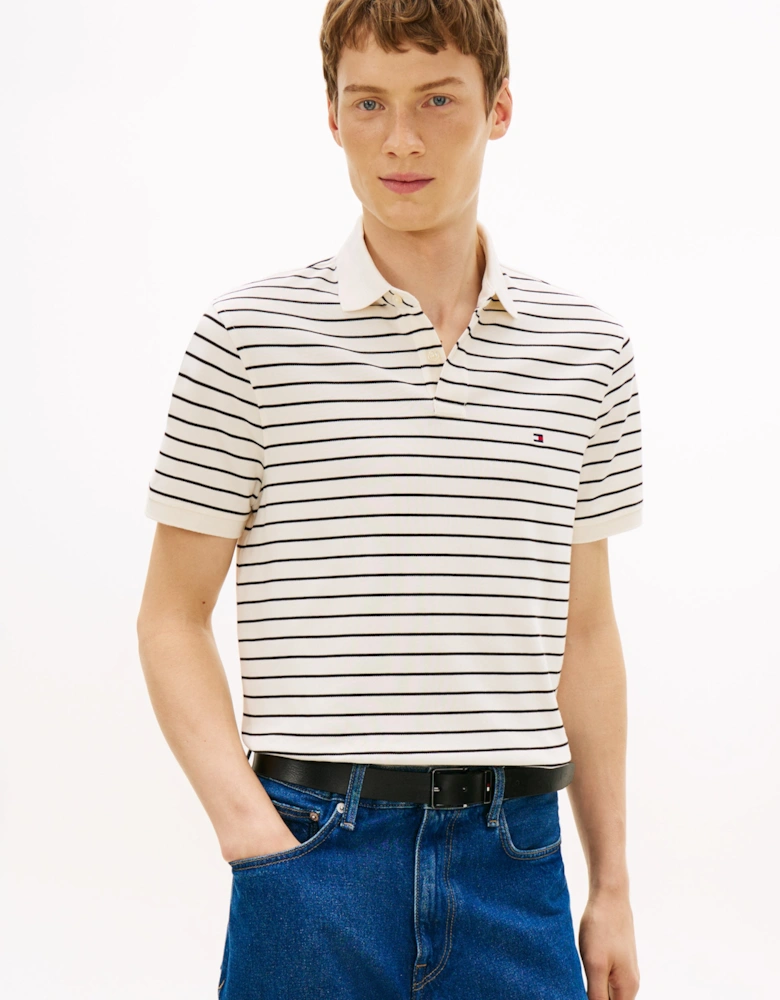 1985 Regular Fit Mens Polo - Ivory Petal/Black