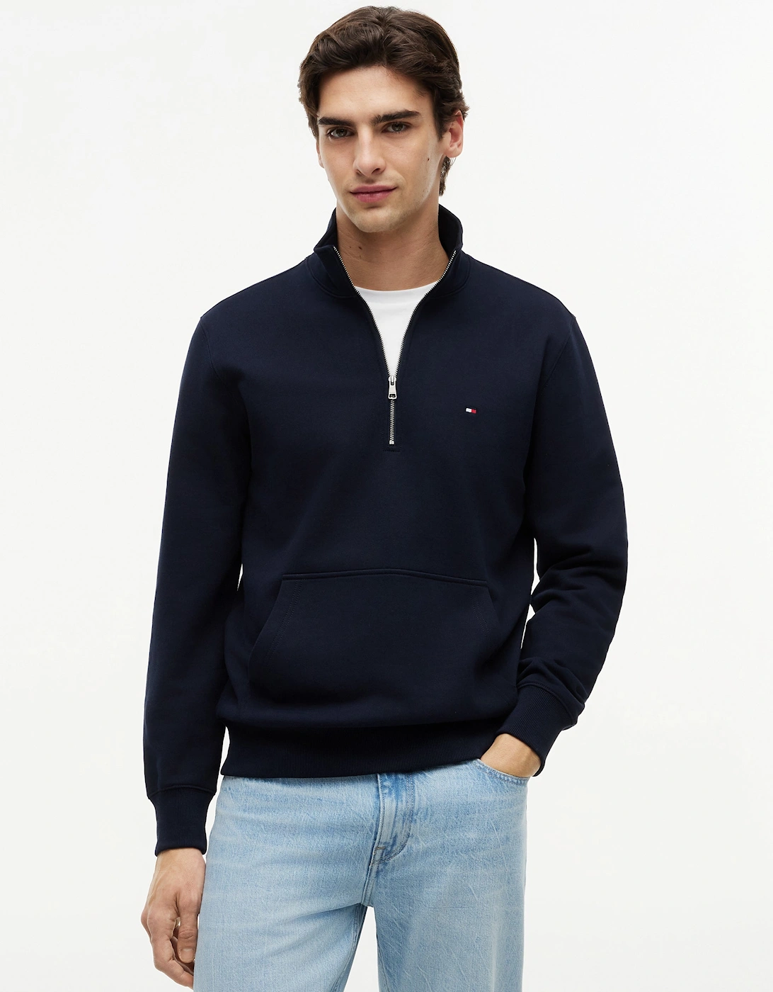 Essential Terry 1/4 Zip Mens Sweatshirt - Desert Sky, 6 of 5