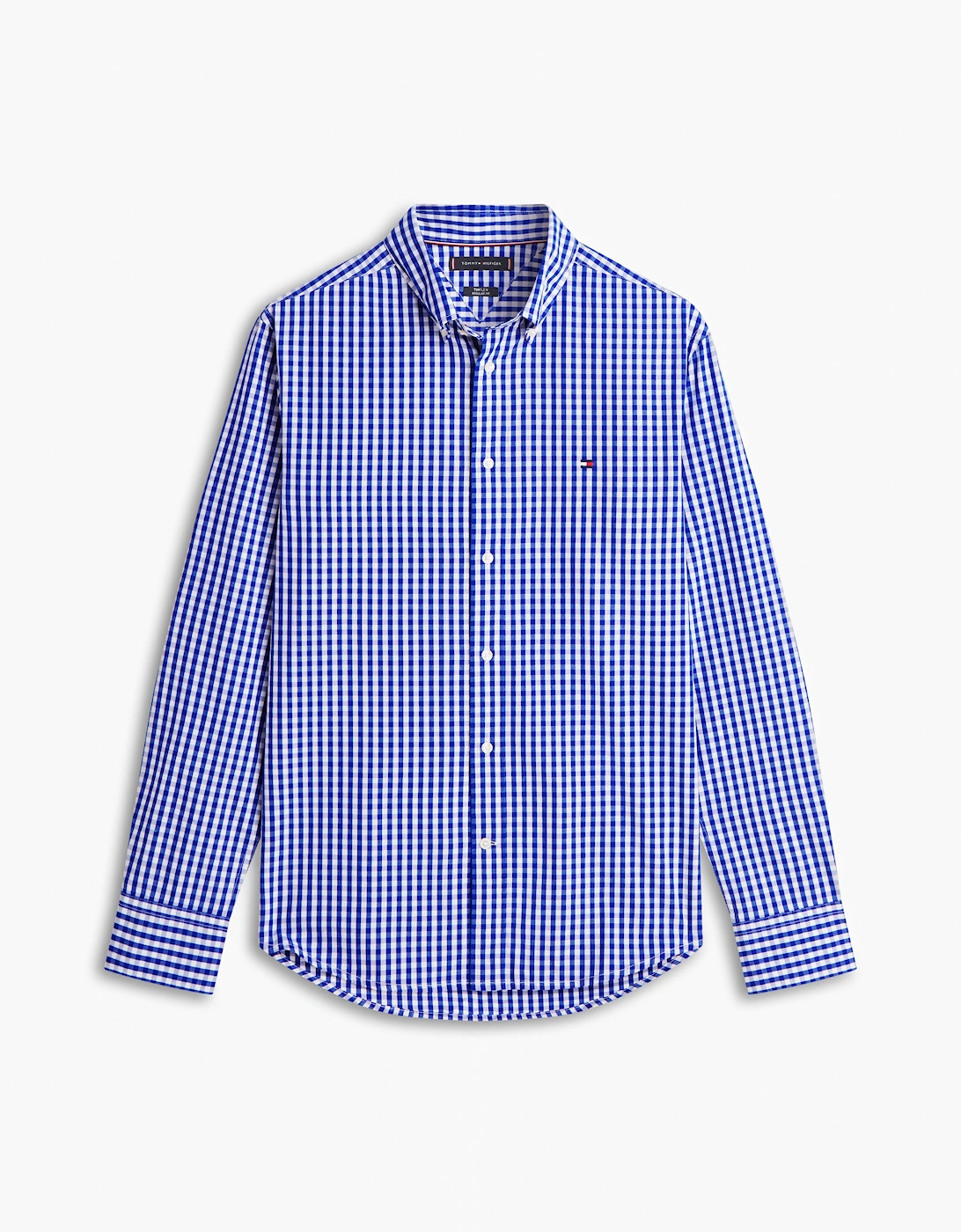 Flex Poplin Gingham Mens Long Sleeve Shirt - Wedge Blue/Check