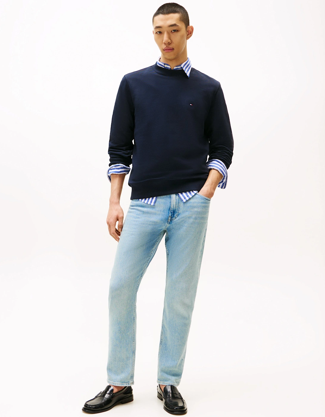 Essential Mens Terry Cotton Crew Neck - Desert Sky