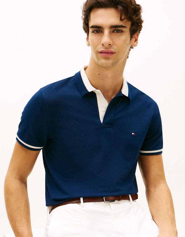 Contrast Collar Block Regular Fit Mens Polo - Carbon Navy