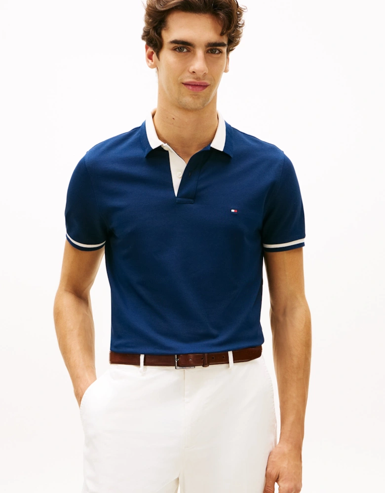 Contrast Collar Block Regular Fit Mens Polo - Carbon Navy