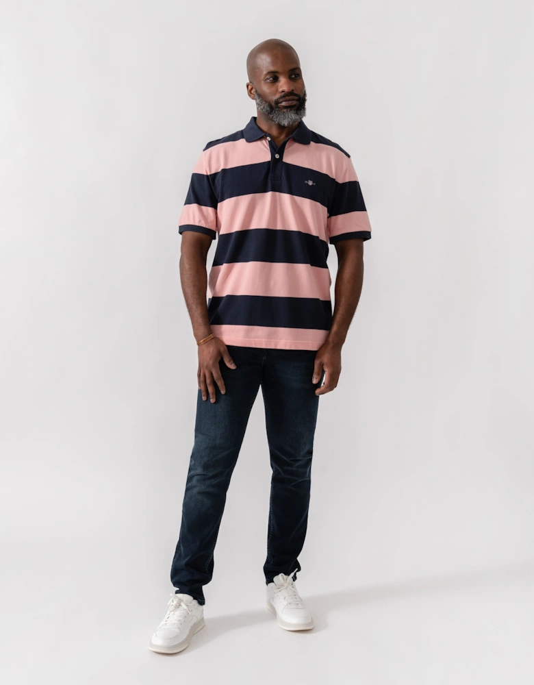 Mens Block Stripe Polo - 671 Bubblegum Pink