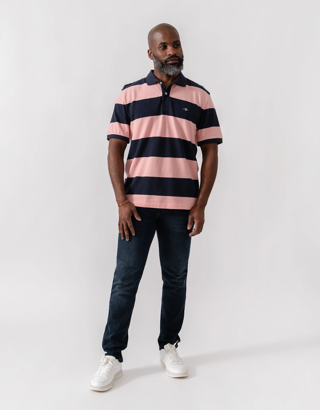 Mens Block Stripe Polo - 671 Bubblegum Pink