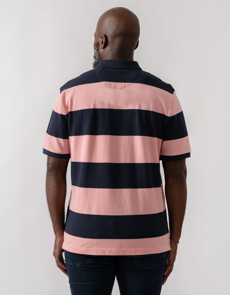 Mens Block Stripe Polo - 671 Bubblegum Pink