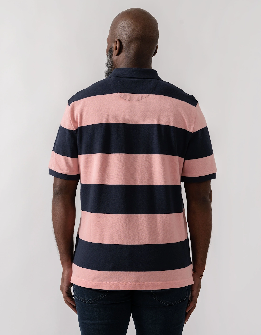 Mens Block Stripe Polo - 671 Bubblegum Pink