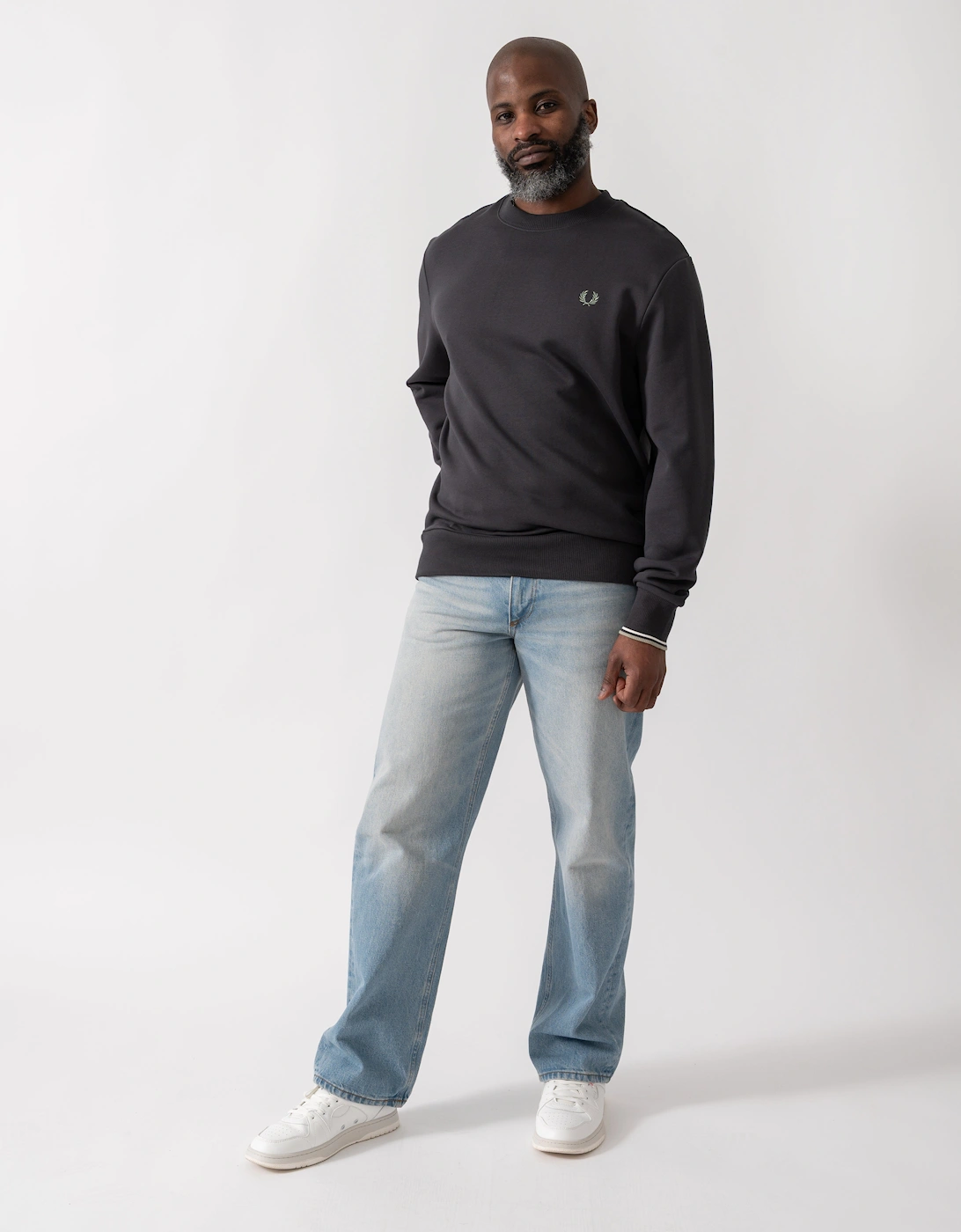 Mens Crew Neck Sweatshirt - Anchor Grey/Ecru/Seagrass 87A