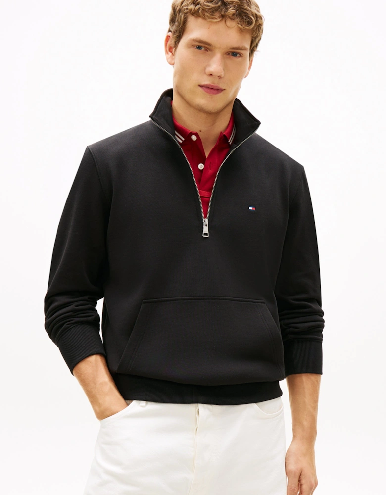 Essential Terry 1/4 Zip Mens Sweatshirt - Black