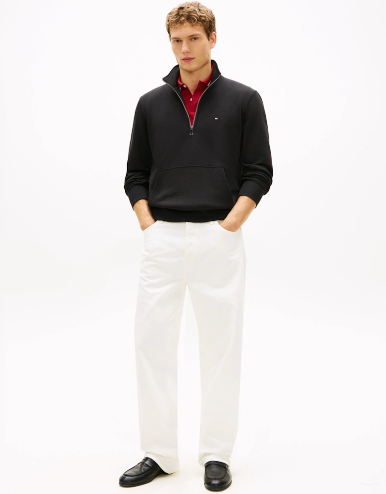 Essential Terry 1/4 Zip Mens Sweatshirt - Black