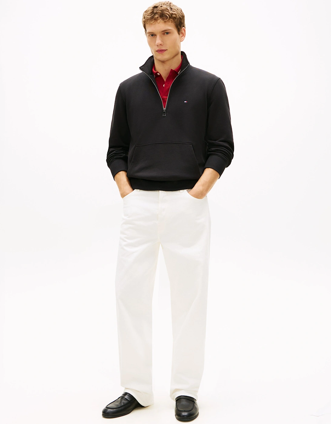 Essential Terry 1/4 Zip Mens Sweatshirt - Black