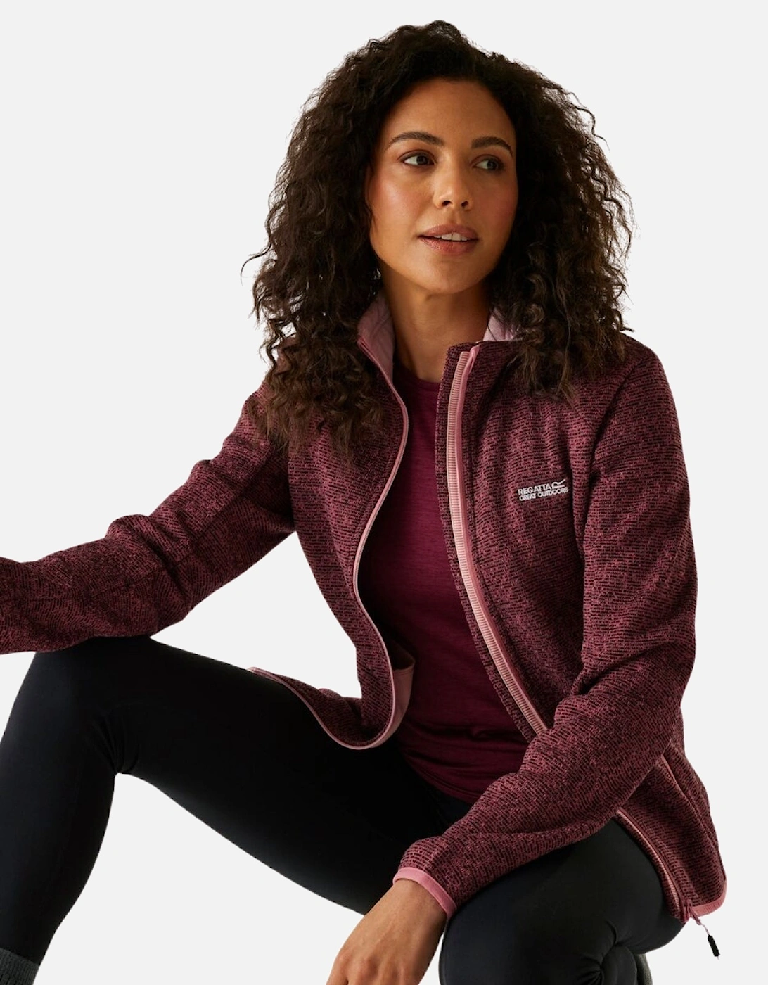 Womens Newhill Brushed-Back Knit Full Zip Fleece, 2 of 1