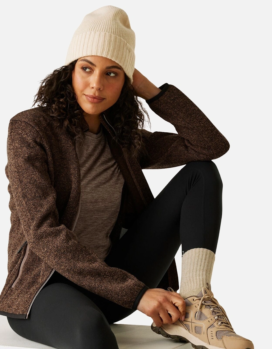 Womens Newhill Brushed-Back Knit Full Zip Fleece, 2 of 1