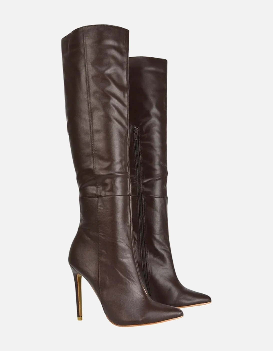 Womens/Ladies Nora Pointed Side Zip High Stiletto Heel Knee-High Boots, 4 of 3