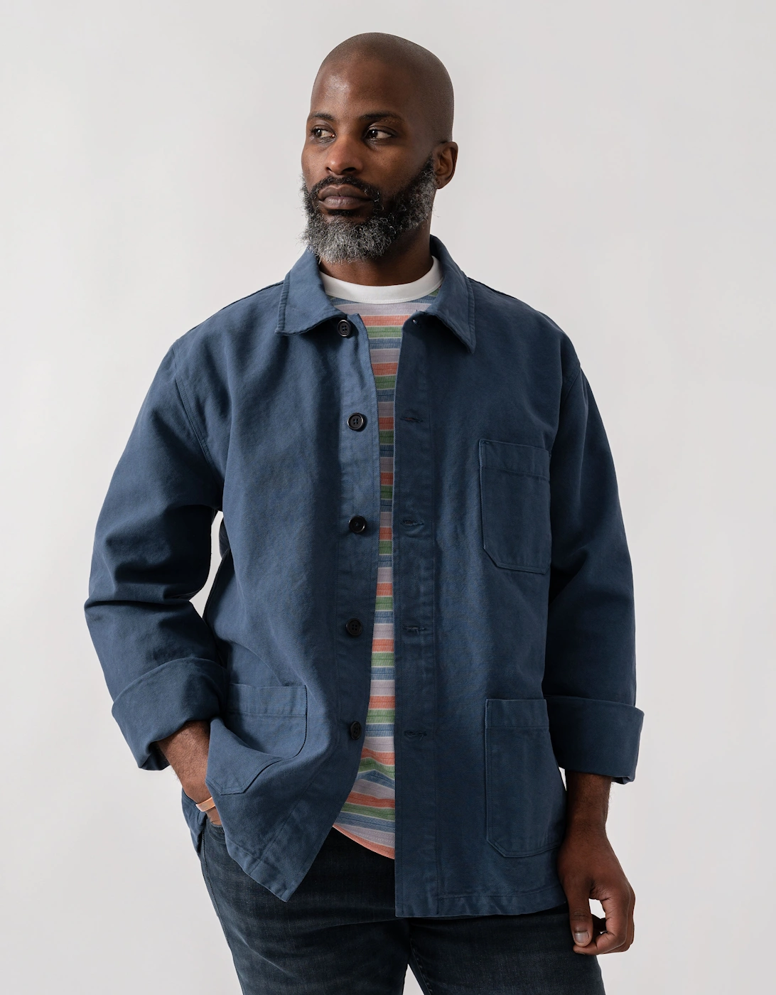 Mens Organic Workwear Jacket - Petrol Blue