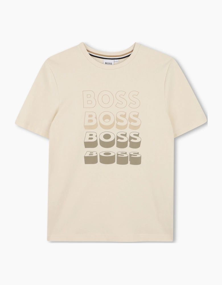 BOSS SAND REPEAT LOGO T SHIRT J52982