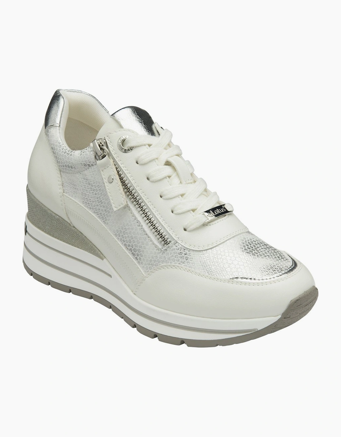 Lotus Women's White Electra Casual Zip-Up Trainers - Image 3