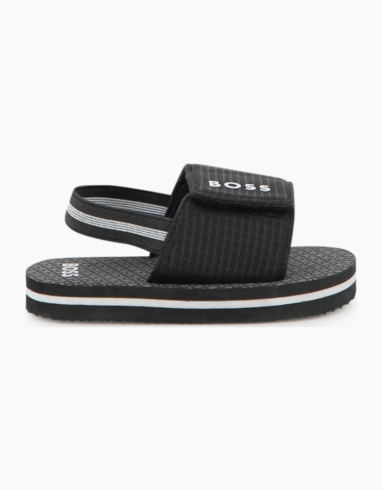 BOSS TODDLER/KID BLACK SLIDERS J52820