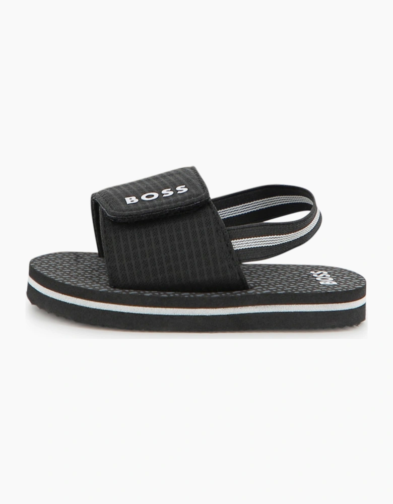 BOSS TODDLER/KID BLACK SLIDERS J52820