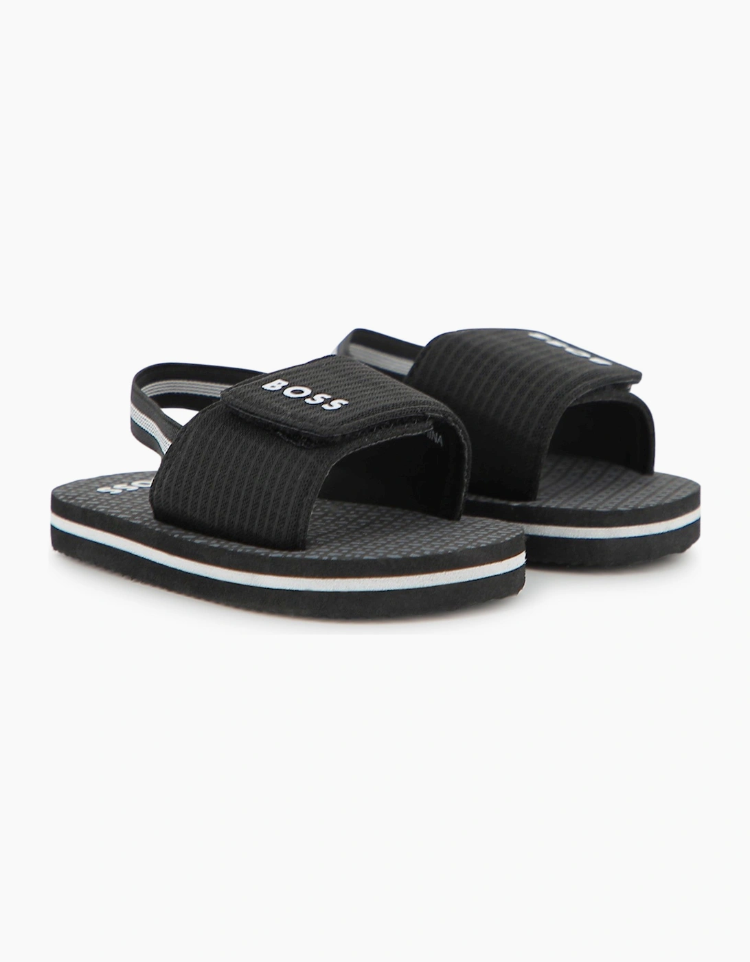 BOSS TODDLER/KID BLACK SLIDERS J52820
