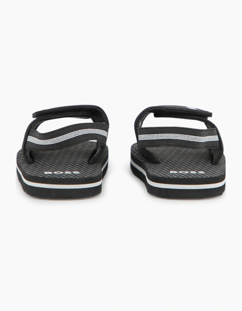 BOSS TODDLER/KID BLACK SLIDERS J52820