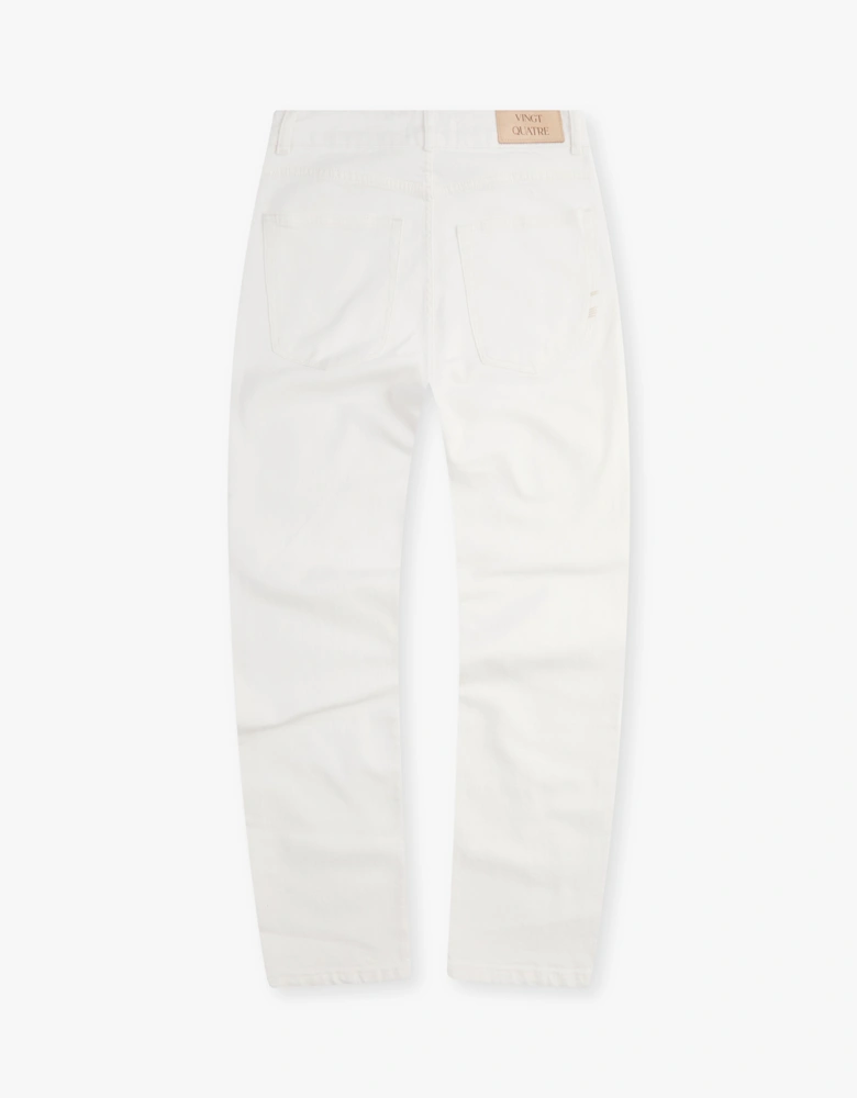 Vingt Quatre Taper Fit Chalk White Garment Dye Jeans