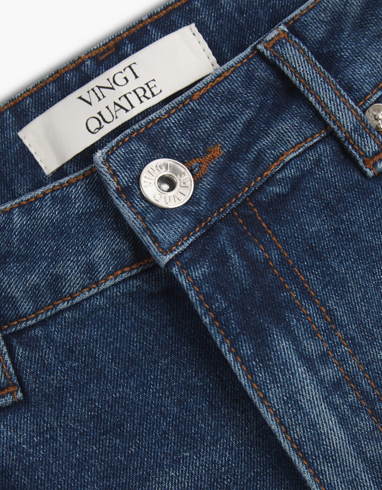 Vingt Quatre Taper Fit Mid Blue Jeans