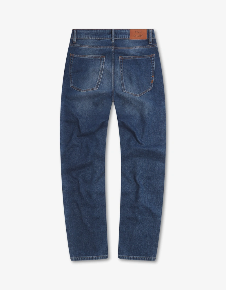 Vingt Quatre Taper Fit Mid Blue Jeans