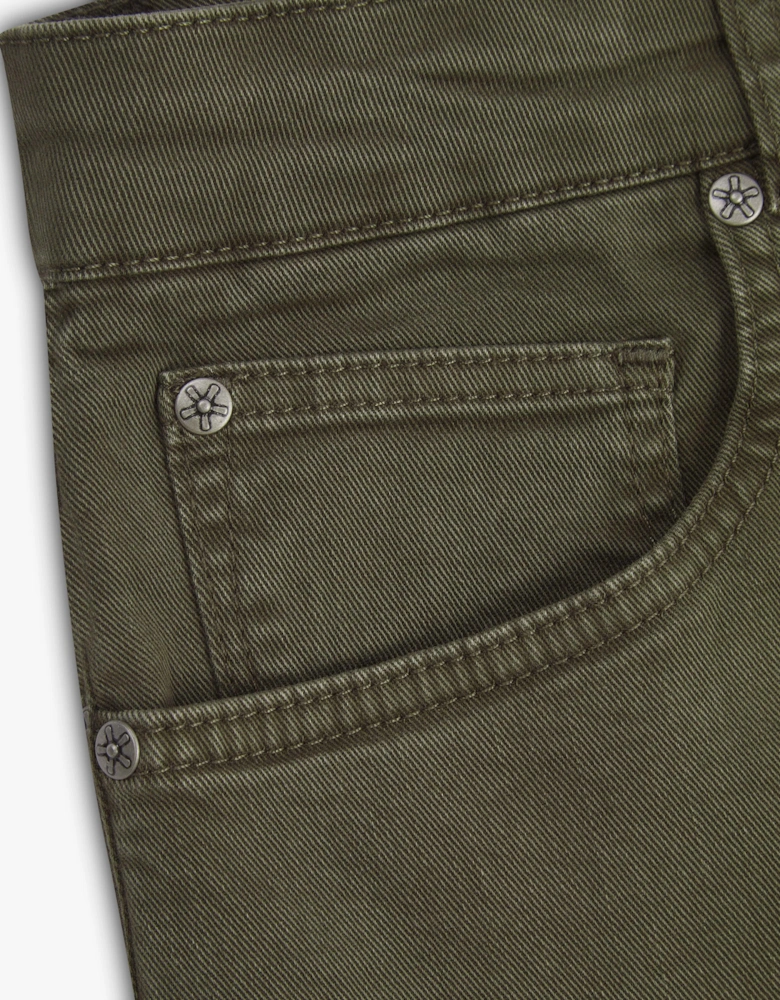 Vingt Quatre Slim Fit Olive Green Garment Dye Jeans