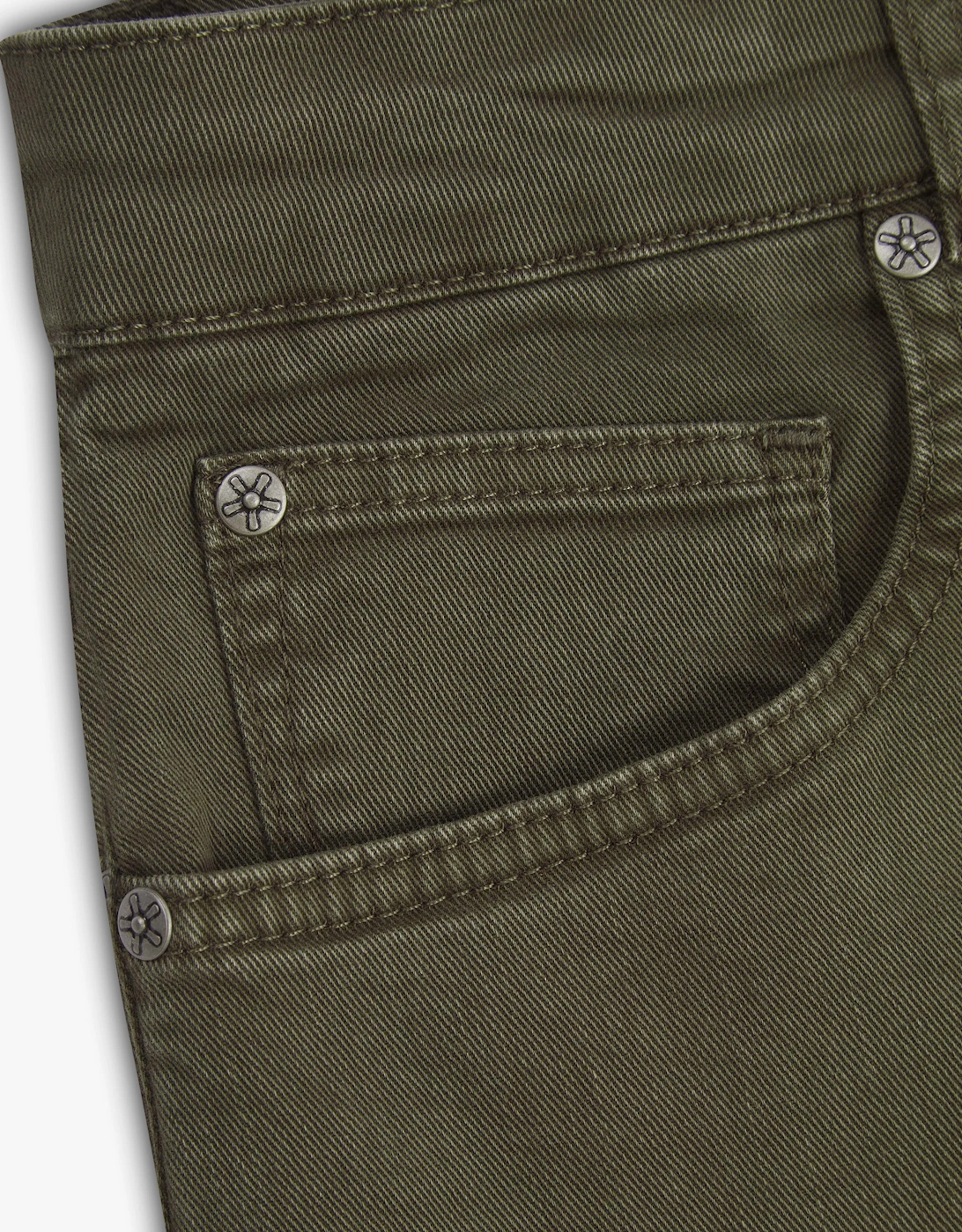 Vingt Quatre Slim Fit Olive Green Garment Dye Jeans