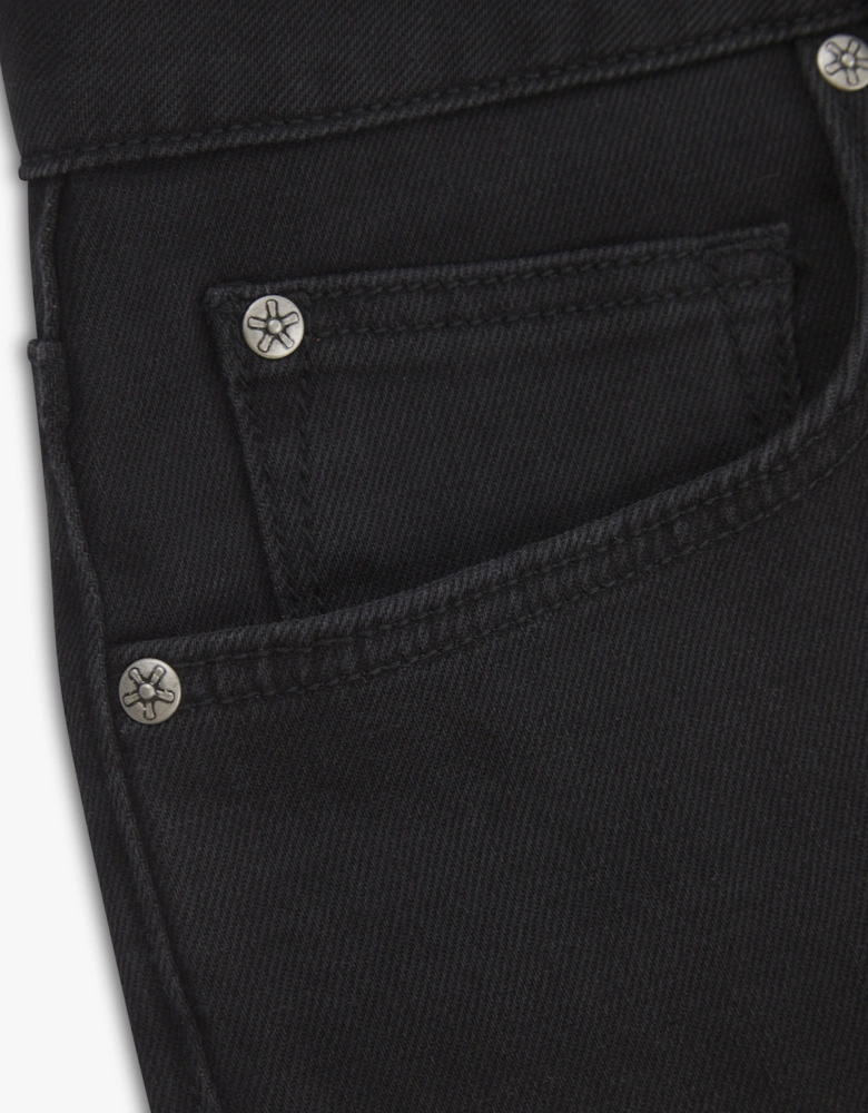 Vingt Quatre Slim Fit Washed Black Jeans