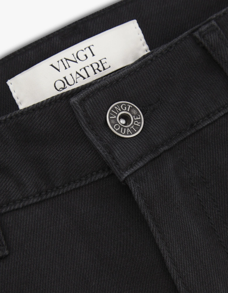 Vingt Quatre Slim Fit Washed Black Jeans