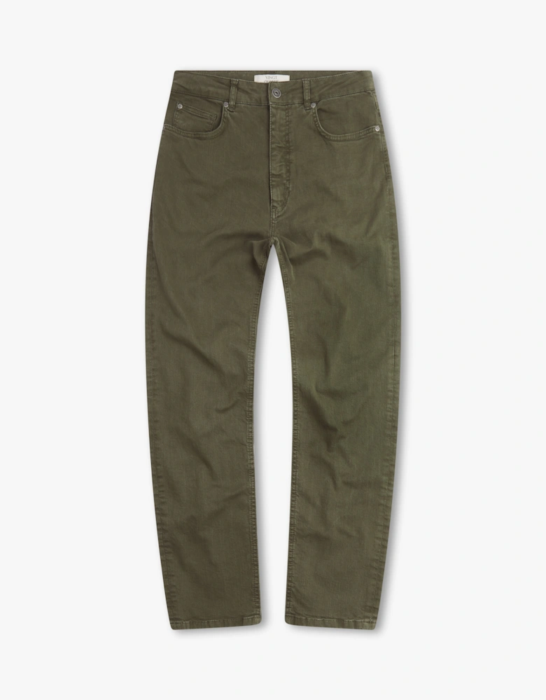 Vingt Quatre Taper Fit Olive Green Garment Dye Jeans