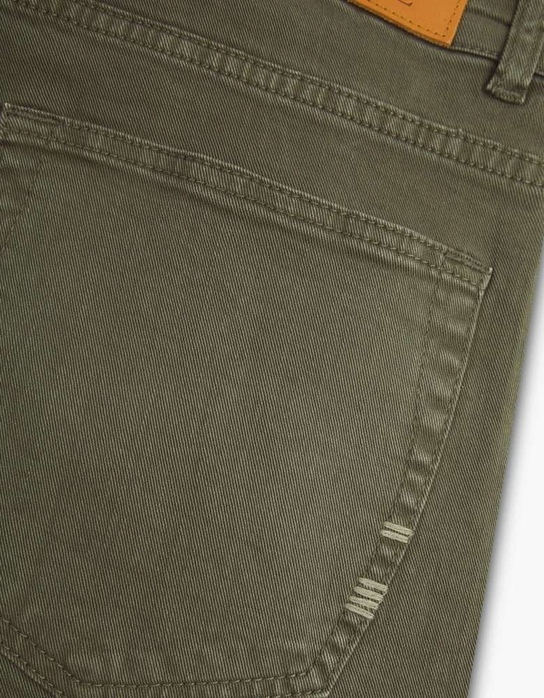 Vingt Quatre Taper Fit Olive Green Garment Dye Jeans