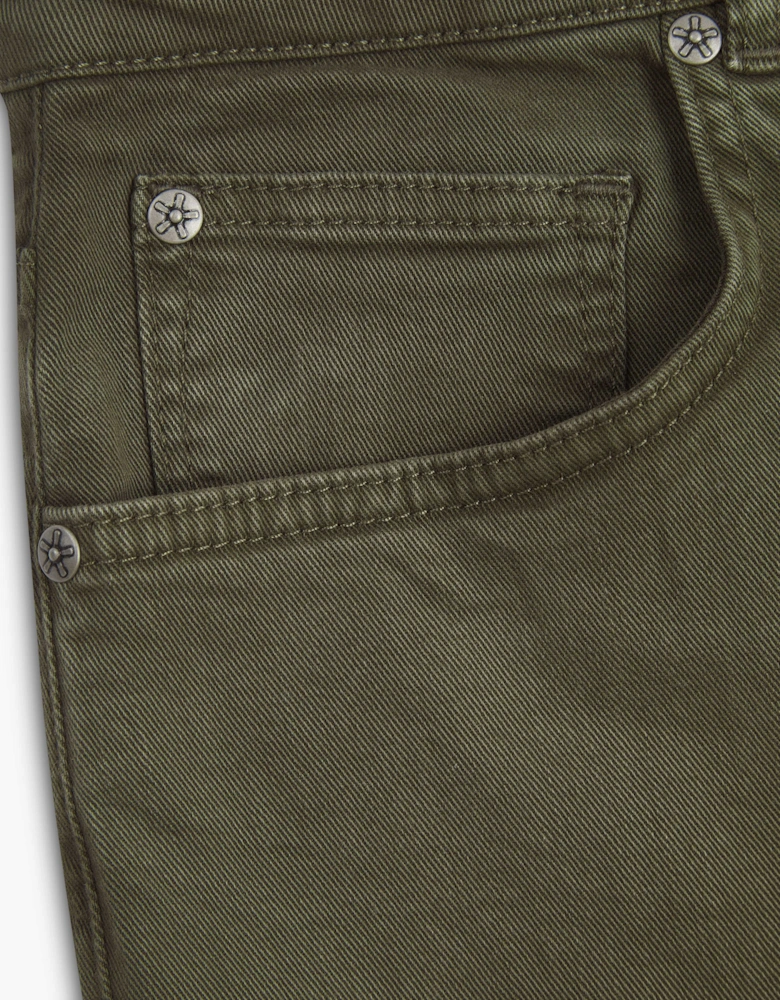 Vingt Quatre Taper Fit Olive Green Garment Dye Jeans