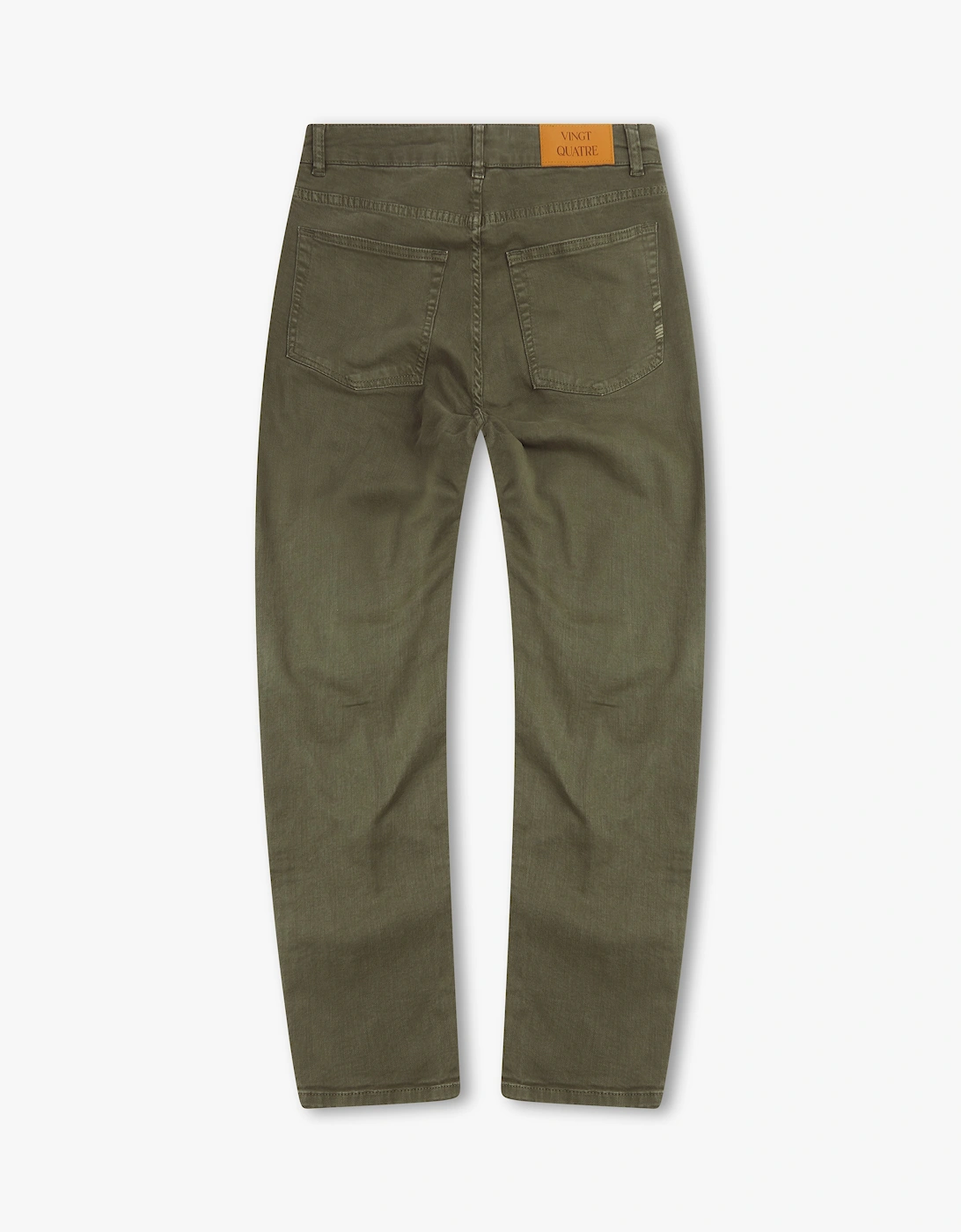 Vingt Quatre Taper Fit Olive Green Garment Dye Jeans