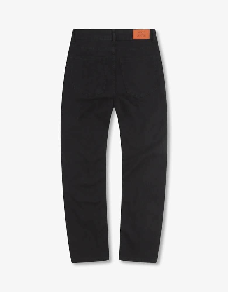 Vingt Quatre Taper Fit Washed Black Jeans
