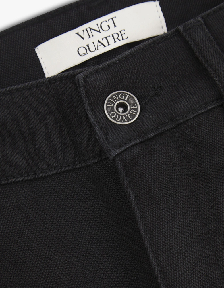 Vingt Quatre Taper Fit Washed Black Jeans