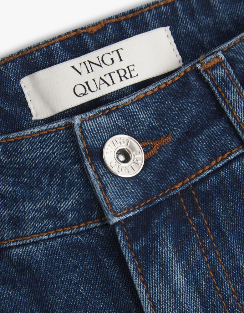 Vingt Quatre Straight Fit Mid Blue Jeans