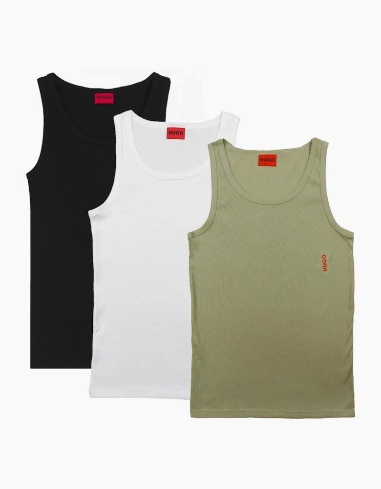 HUGO 3-Pack Tank Top, White,Black,Khaki