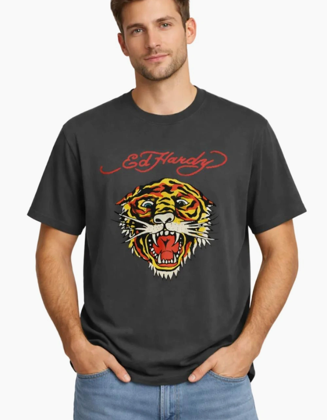 Men's Charcoal Grey Graphic T-Shirt