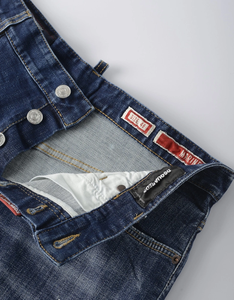 Marine Denim Shorts Blue