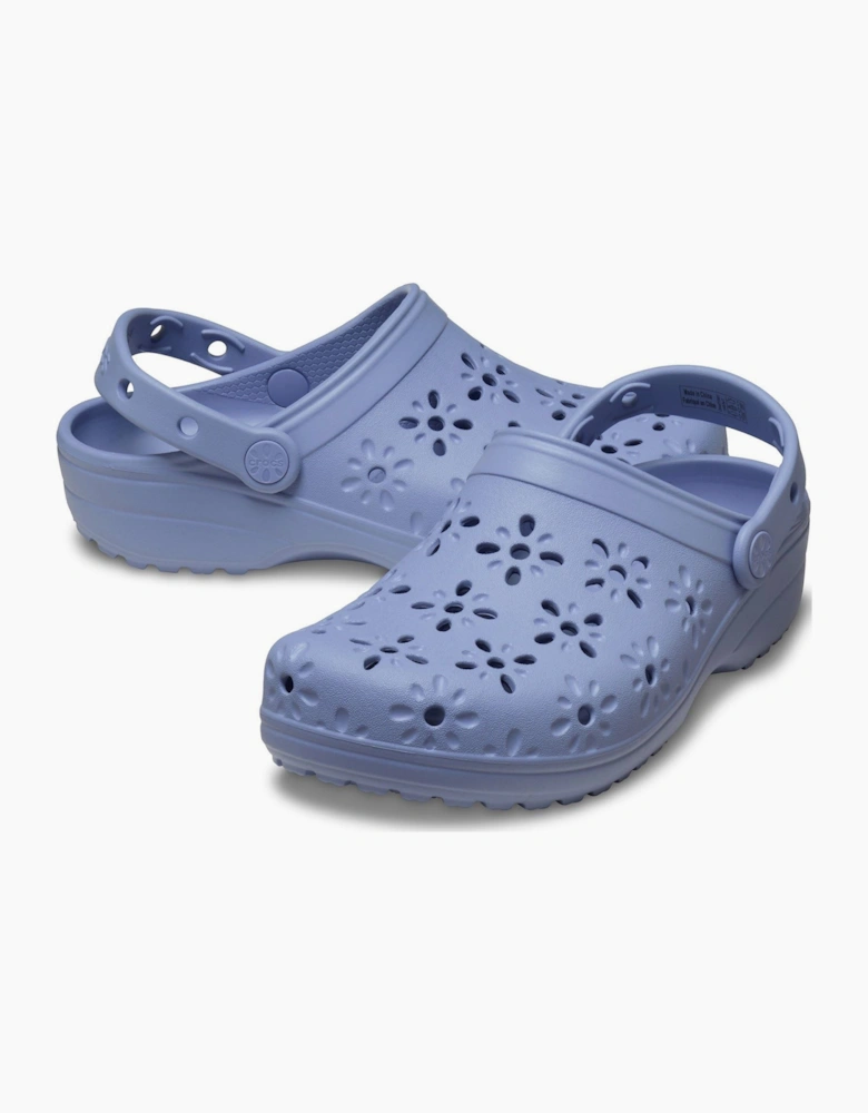 Classic Floral Cut Out Thermoplastic Women's Blue Haze Clogs