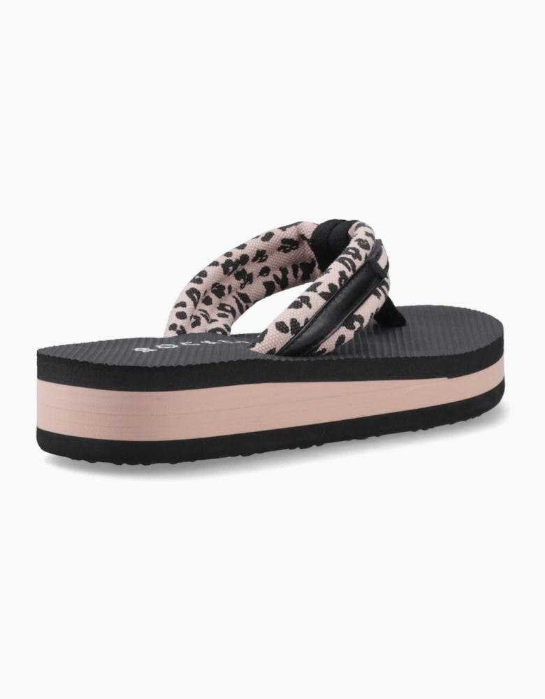 Monica Leon Leopard Textile Women's Light Pink Flip Flops