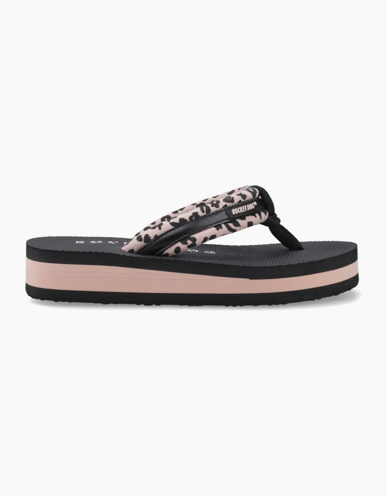 Monica Leon Leopard Textile Women's Light Pink Flip Flops