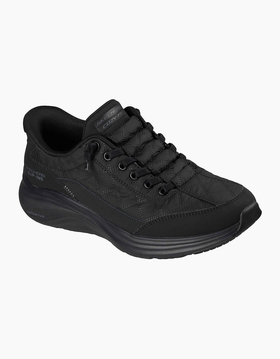 Skechers Women's Black Contour Foam Cozy Fit Textile Standard Trainers - Size: 4