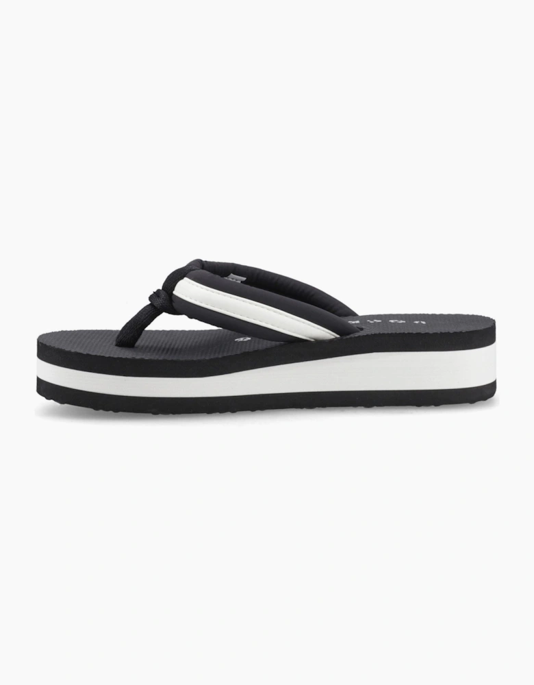 Monica Nylon PU Textile Women's Black/Off White Flip Flops