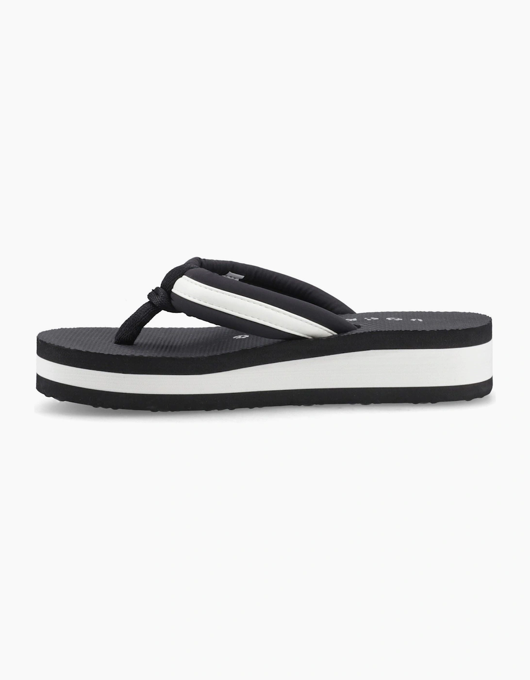 Monica Nylon PU Textile Women's Black/Off White Flip Flops