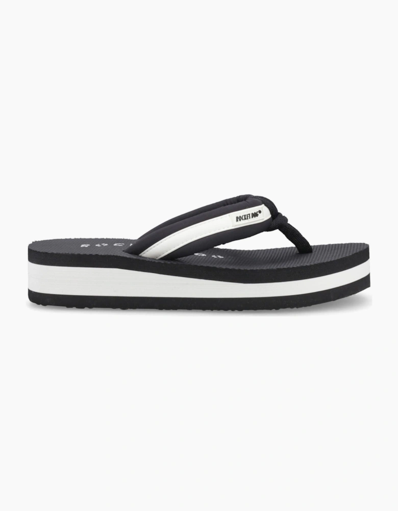 Monica Nylon PU Textile Women's Black/Off White Flip Flops